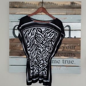 Black and white animal print blouse